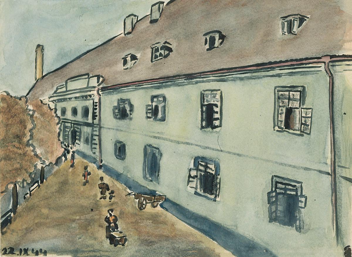 Petr Ginz (1928 - 1944), &quot;Street in Theresienstadt,&quot; Terezin ghetto